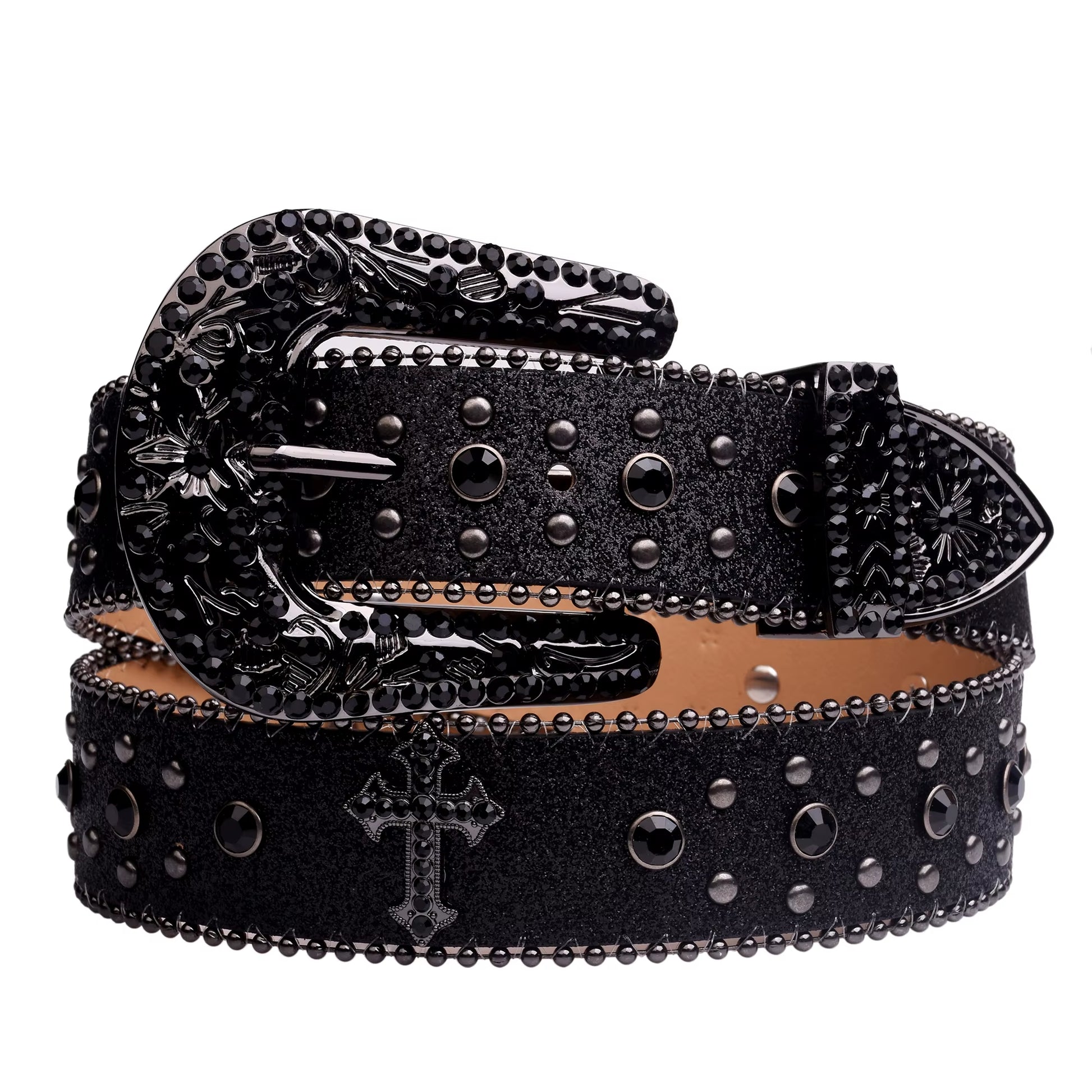 Dark Western™ – Rhinestone Diamond Leather Belt | Glam & Edge for Street Jeans