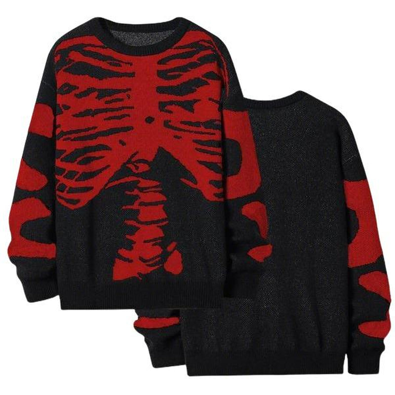 Emo Skeleton Sweater đ¤ Oversized Gothic Knitwearâ