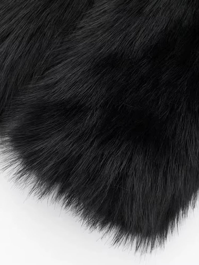 Black Faux Fur Cropped Jacket – Dark Elegance Edition