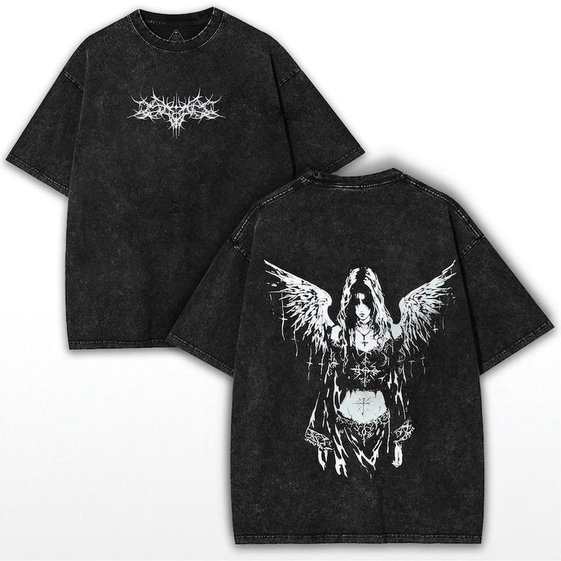 "Gothic Angel đˇď¸ â Sad Soul Vintage Y2K Oversized Tee đ¤"
