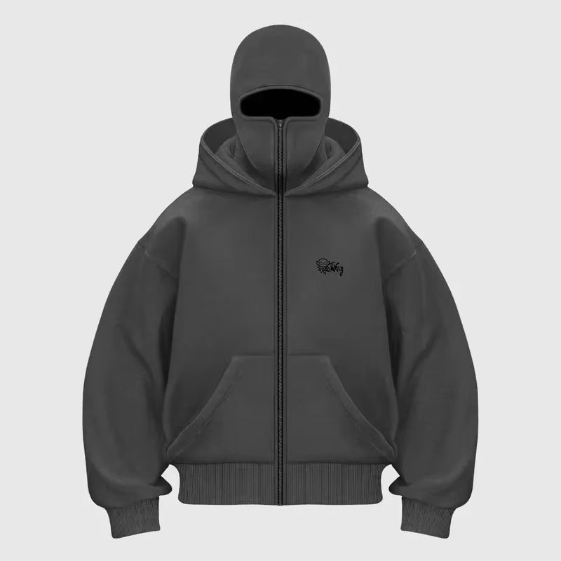 🖤 Harajuku Double Hood Hoodie ⚡ Vintage Street Style