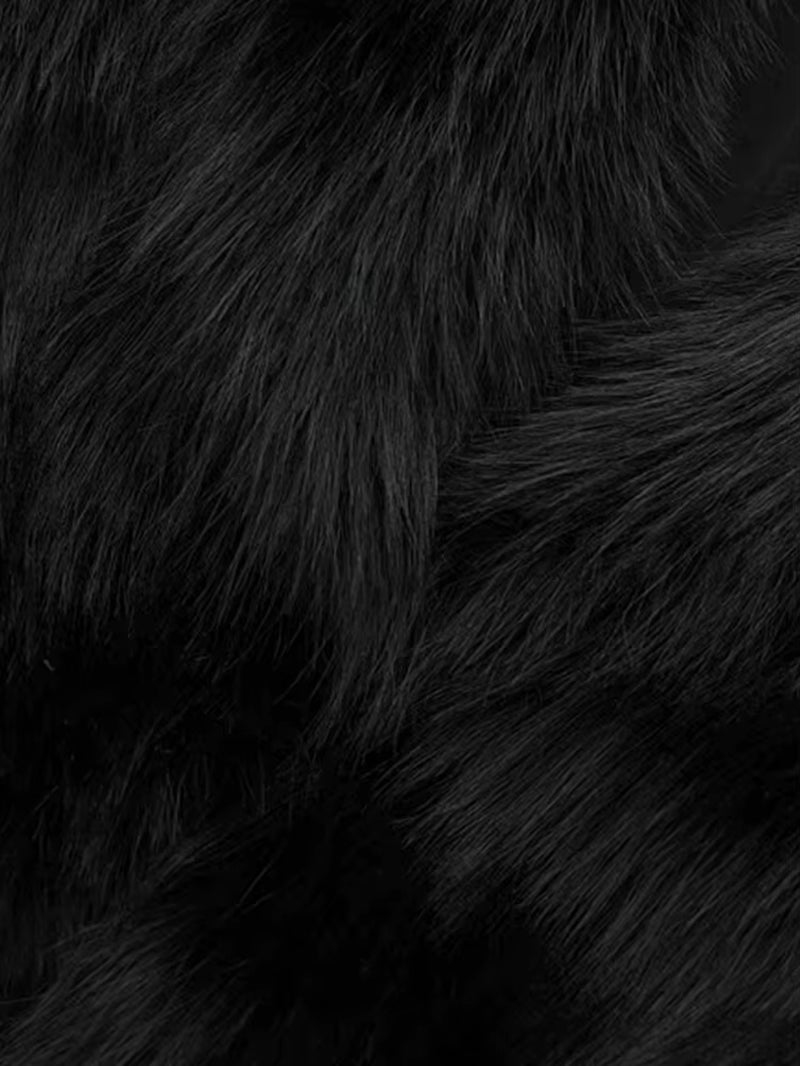 Black Faux Fur Cropped Jacket – Dark Elegance Edition