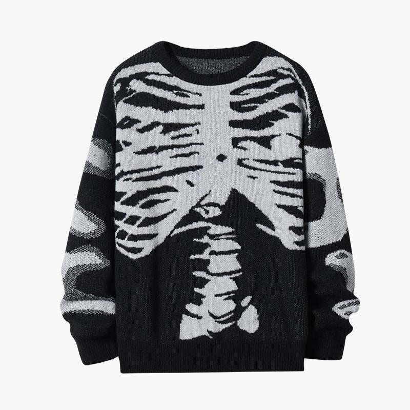 Emo Skeleton Sweater đ¤ Oversized Gothic Knitwearâ