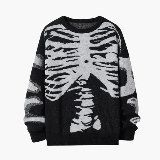 Emo Skeleton Sweater 🖤 Oversized Gothic Knitwear”