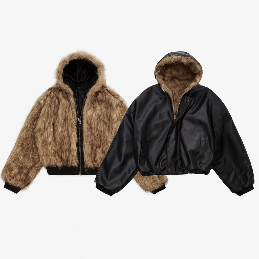 🔥 Dark Rebellion Faux Fur Hooded Jacket 🖤