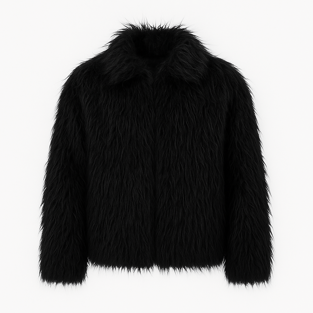 Winter Short White Faux Mongolian Fur Coat – Thick Warm Luxury Fluffy Jacket for Men