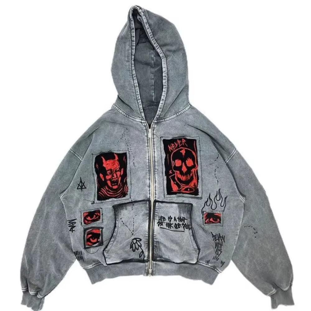 Couple Heavy Zipper Hoodie – Unisex Streetwear Sweatshirt | Emo Fashion™