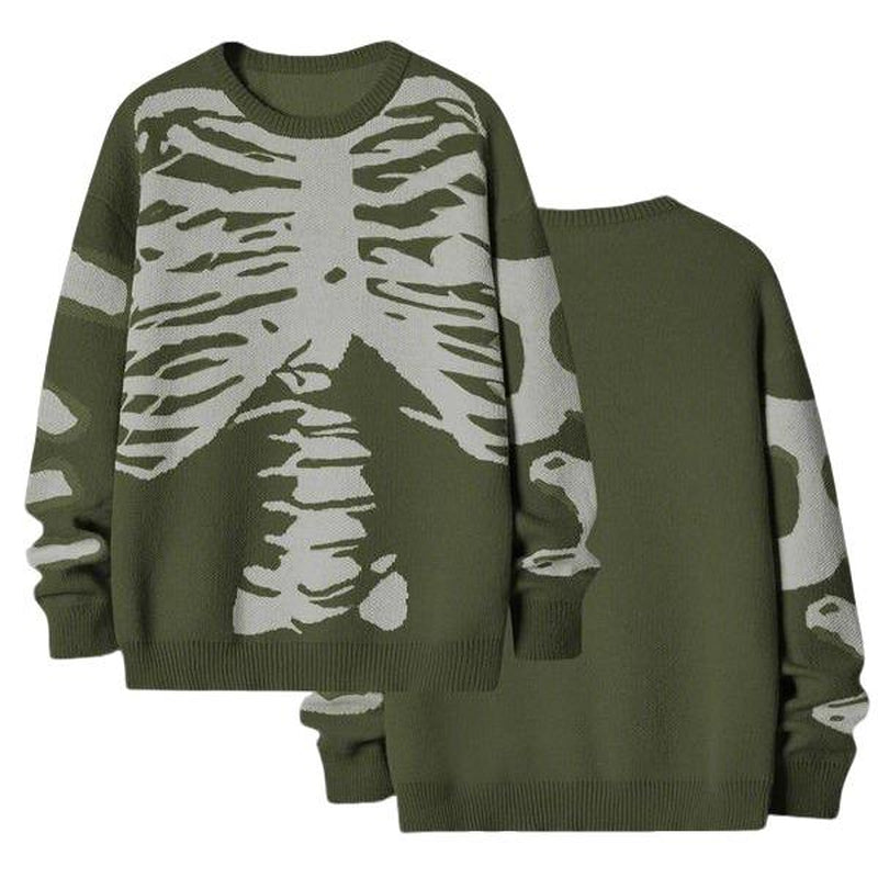 Emo Skeleton Sweater đ¤ Oversized Gothic Knitwearâ
