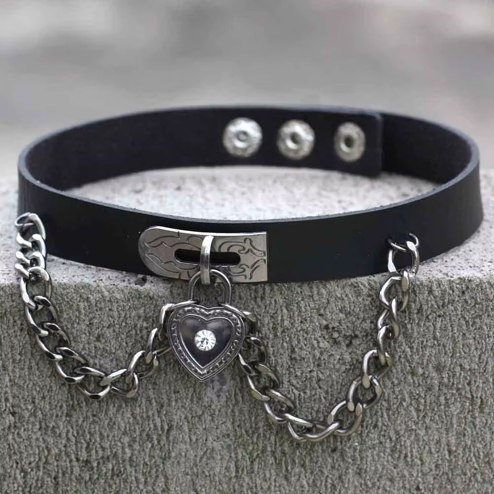 New Harajuku Black Goth Punk Leather Choker Necklaces Women Men Rock Metal Emo Festival Cosplay Party Jewelry Gothic Accessories