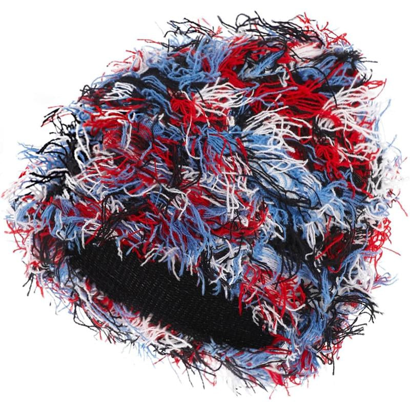 “Emo Distressed Beanie 🖤 Fuzzy Knit Winter Cap Unisex”