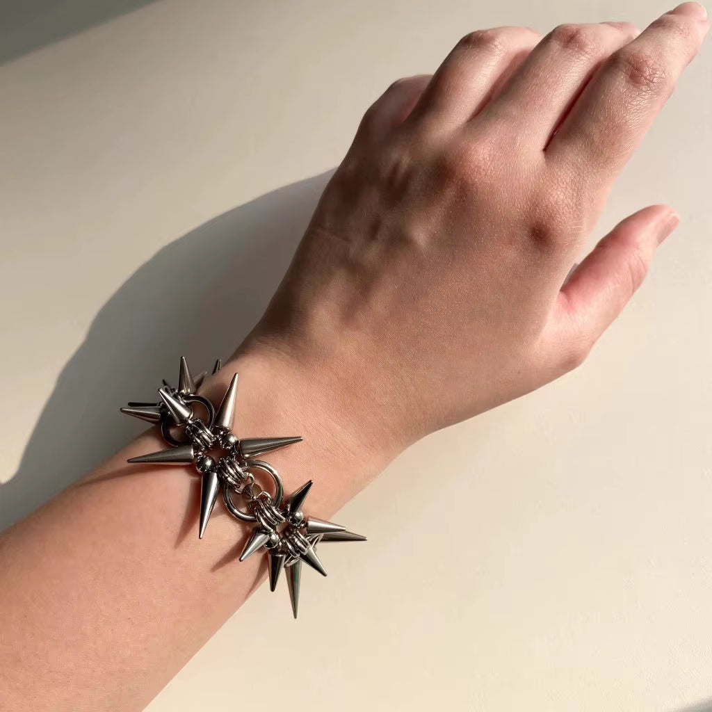 Punk Grunge Rock Rivet Chain Earrings Cool Fashion Handmade Geometric Necklace Goth Charm Jewelry Hip Hop Accessories