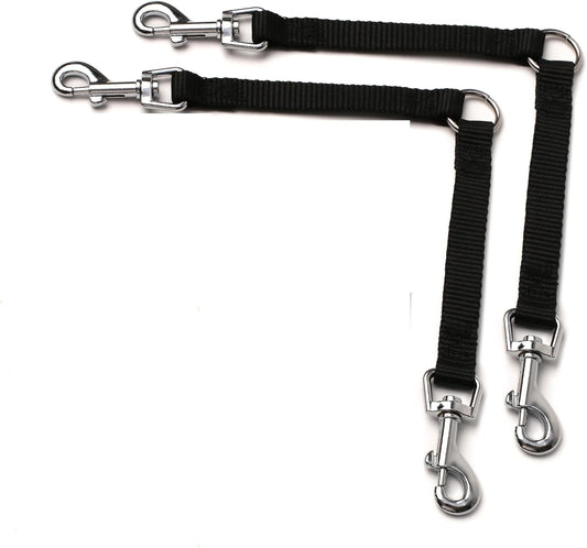 Double Dog Adjustable Splitter Lead Durable Walker Trainer Leash for Two Dogs,No Tangle Dog Leash Coupler(1.5Cm X 10Cm,2Pcs,Black)