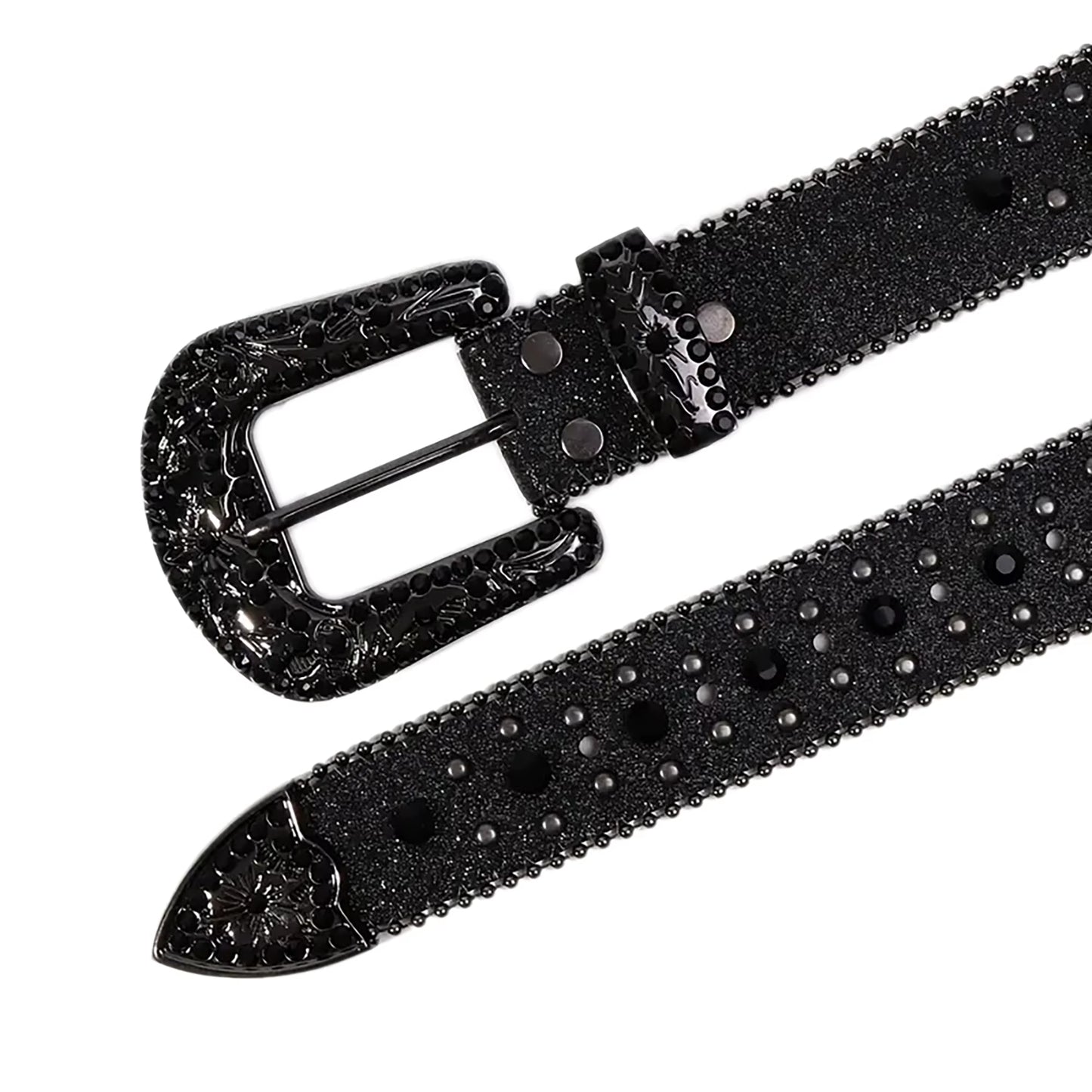 Dark Western™ – Rhinestone Diamond Leather Belt | Glam & Edge for Street Jeans