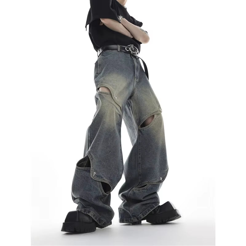 🖤 Urban Rebel Wide-Leg Jeans | Japanese & Korean Street Fashion Men’s Denim