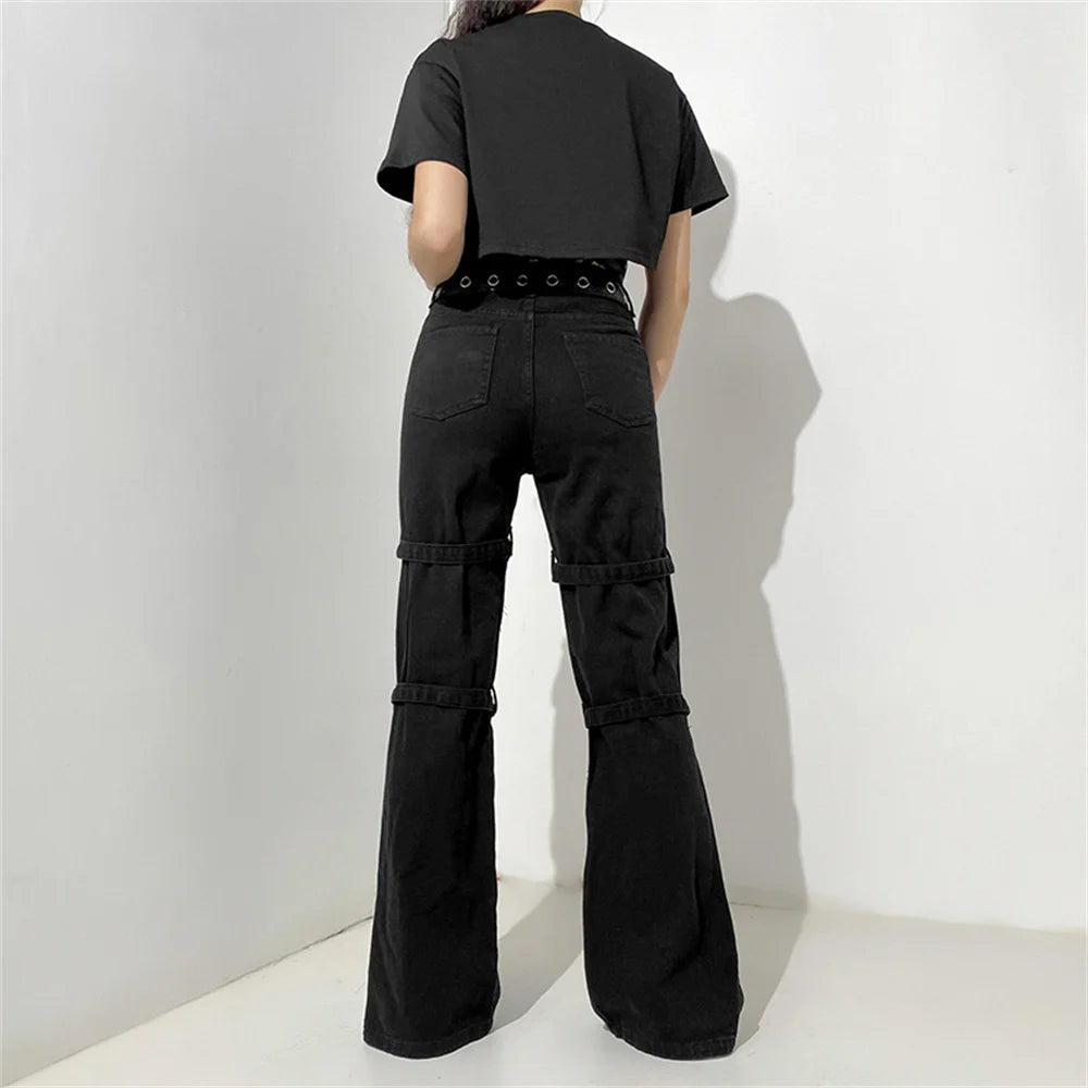 Gothic Emo Alt Cargo Pants Techwear Hippie Baggy Jeans Mom Goth Punk Black Denim Trousers Cyber Y2K Pants Academic Dark Clothes