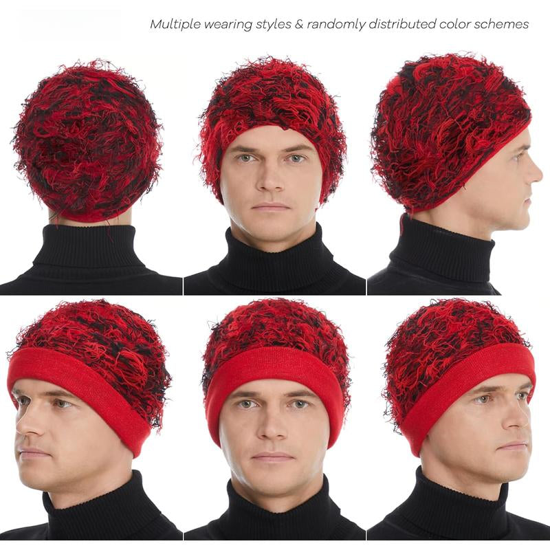 “Emo Distressed Beanie 🖤 Fuzzy Knit Winter Cap Unisex”