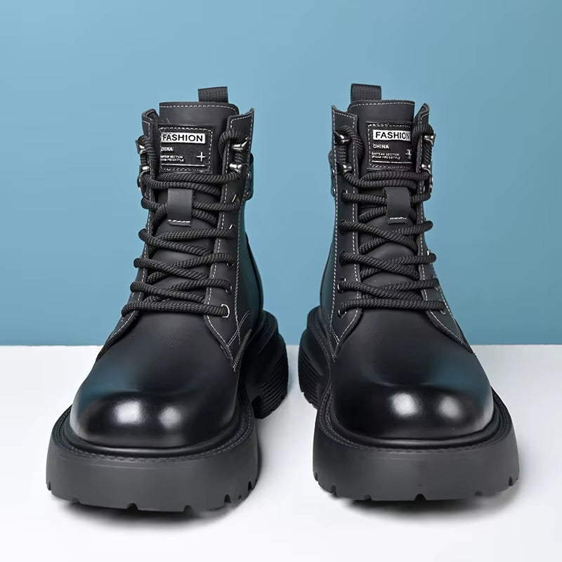Street-Rider Leather Boots – High-Top Men’s Sneakers with Attitude