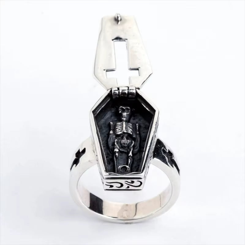 "Coffin Secrets 🪦 Gothic Punk Ring"