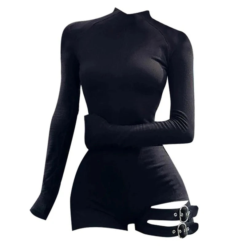 🖤 Gothic Black Buckle Jumpsuit 🕷️
