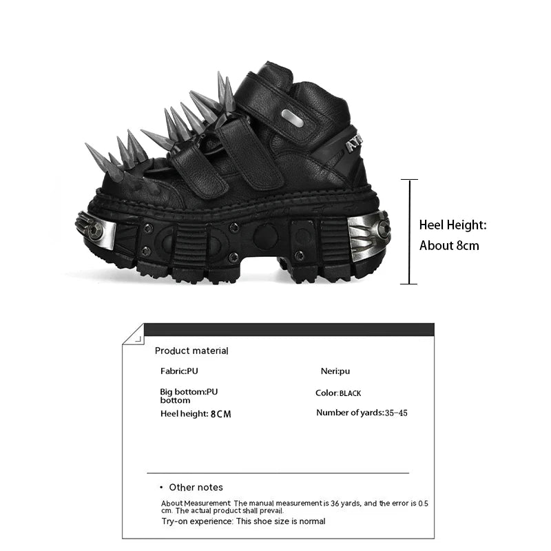 Black Thick Sole Spiked Rivet Motorcycle Boots 2025 New round Toe Punk Rock Street Sports Casual Short Boots Fashion Ankle Boots