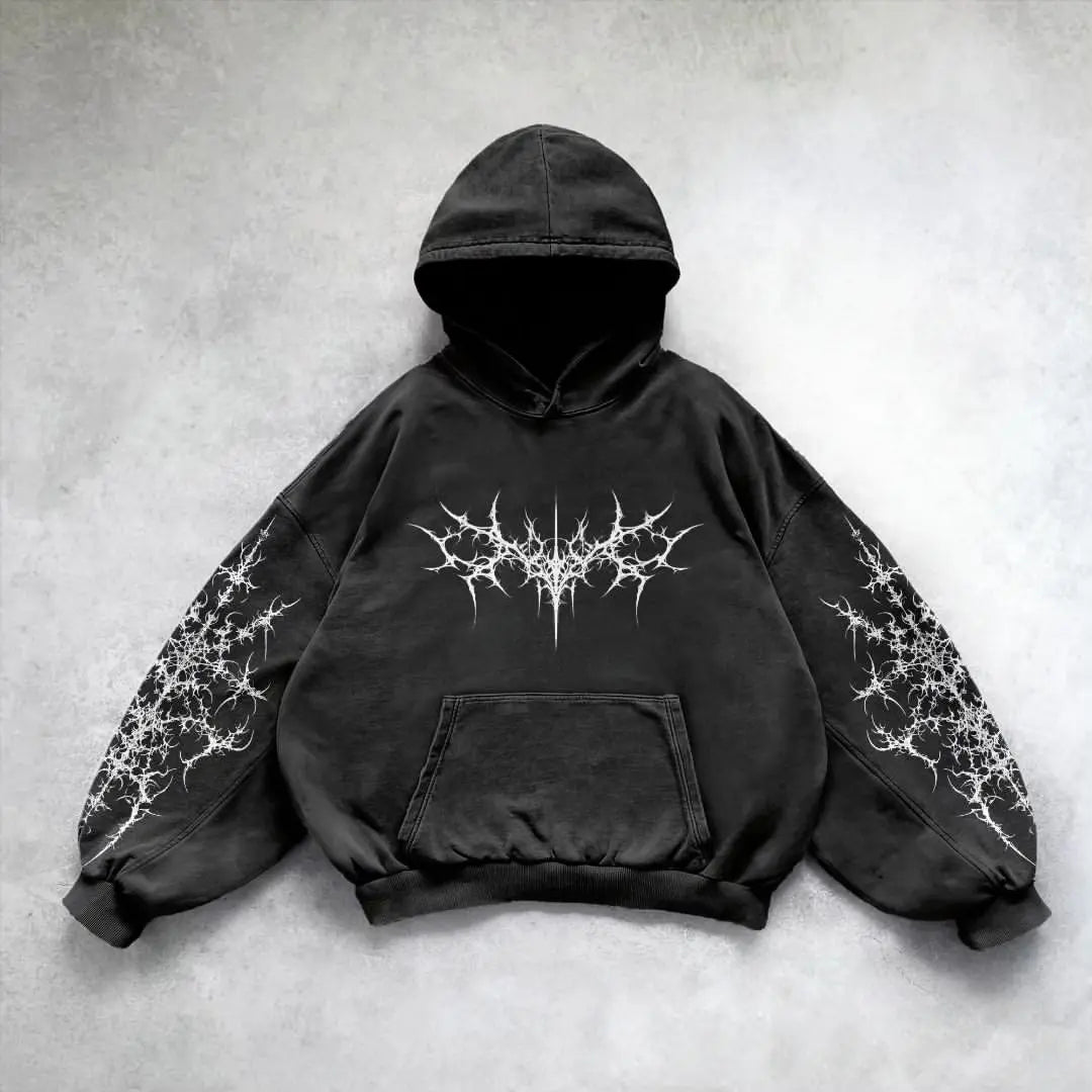 "Dark Aura 🕸️ Gothic Oversize Hoodie"