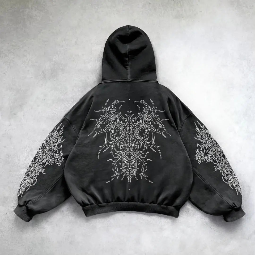 "Dark Aura 🕸️ Gothic Oversize Hoodie"