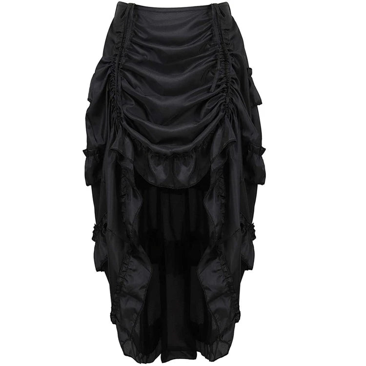 Dark Elegance Skirt 🖤 Gothic High-Low Corset Ruffle Design
