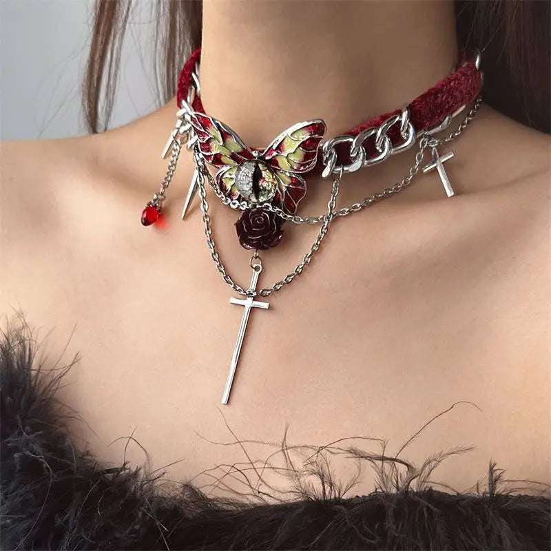"Bloody Butterfly 🦋🩸 Gothic Punk Choker"