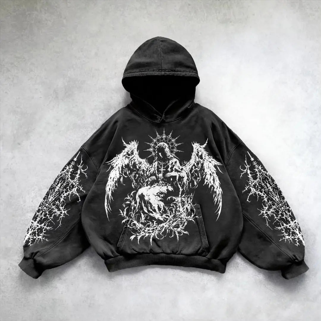 "Dark Aura 🕸️ Gothic Oversize Hoodie"