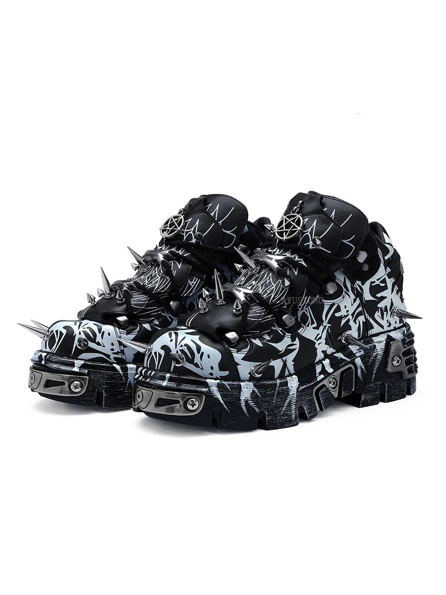 Motorcycle Boots Rivet Platform Sneakers Gothic Punk Rock Chic Ankle Boots Sexy Camouflage New