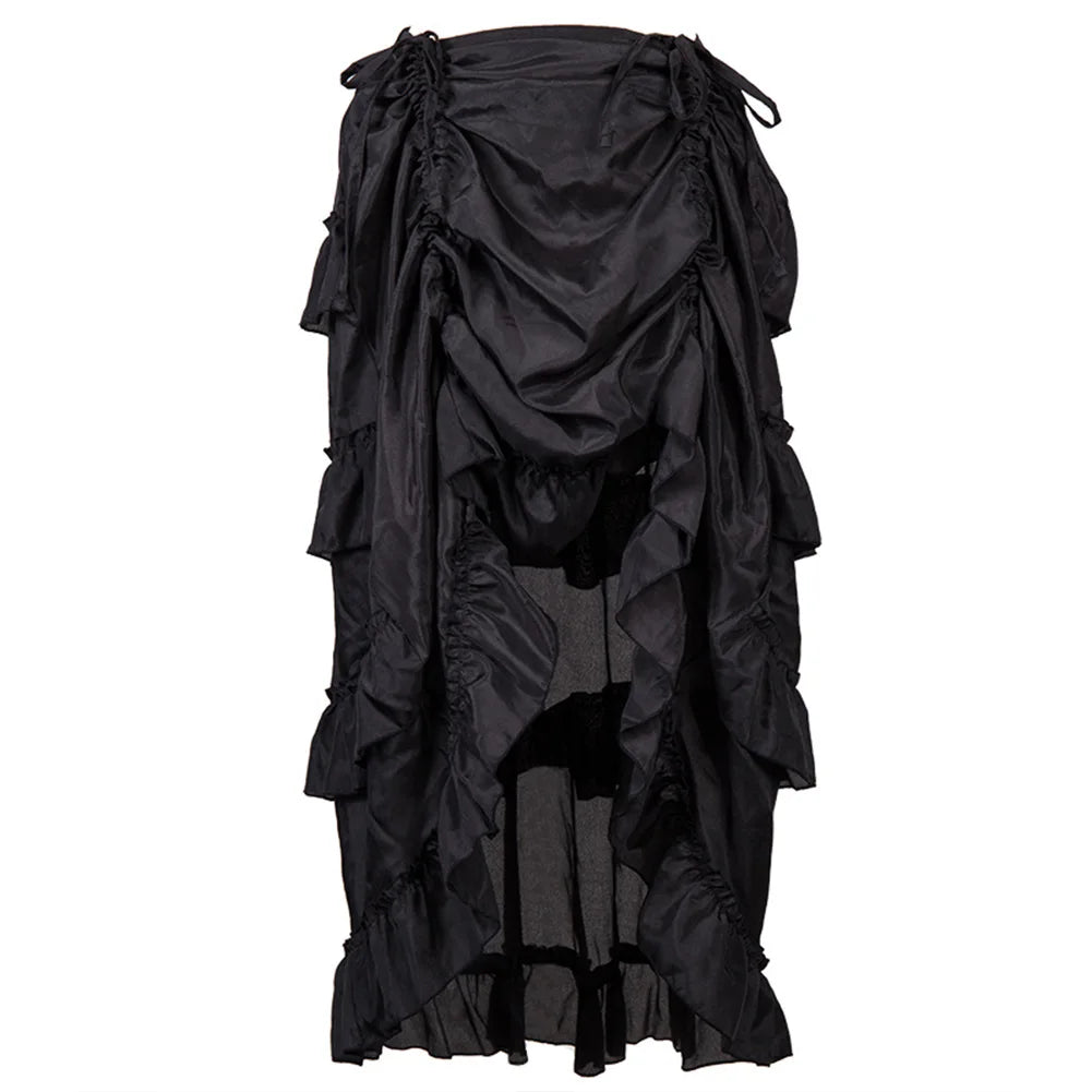 Dark Elegance Skirt 🖤 Gothic High-Low Corset Ruffle Design