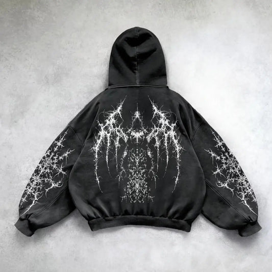 "Dark Aura 🕸️ Gothic Oversize Hoodie"