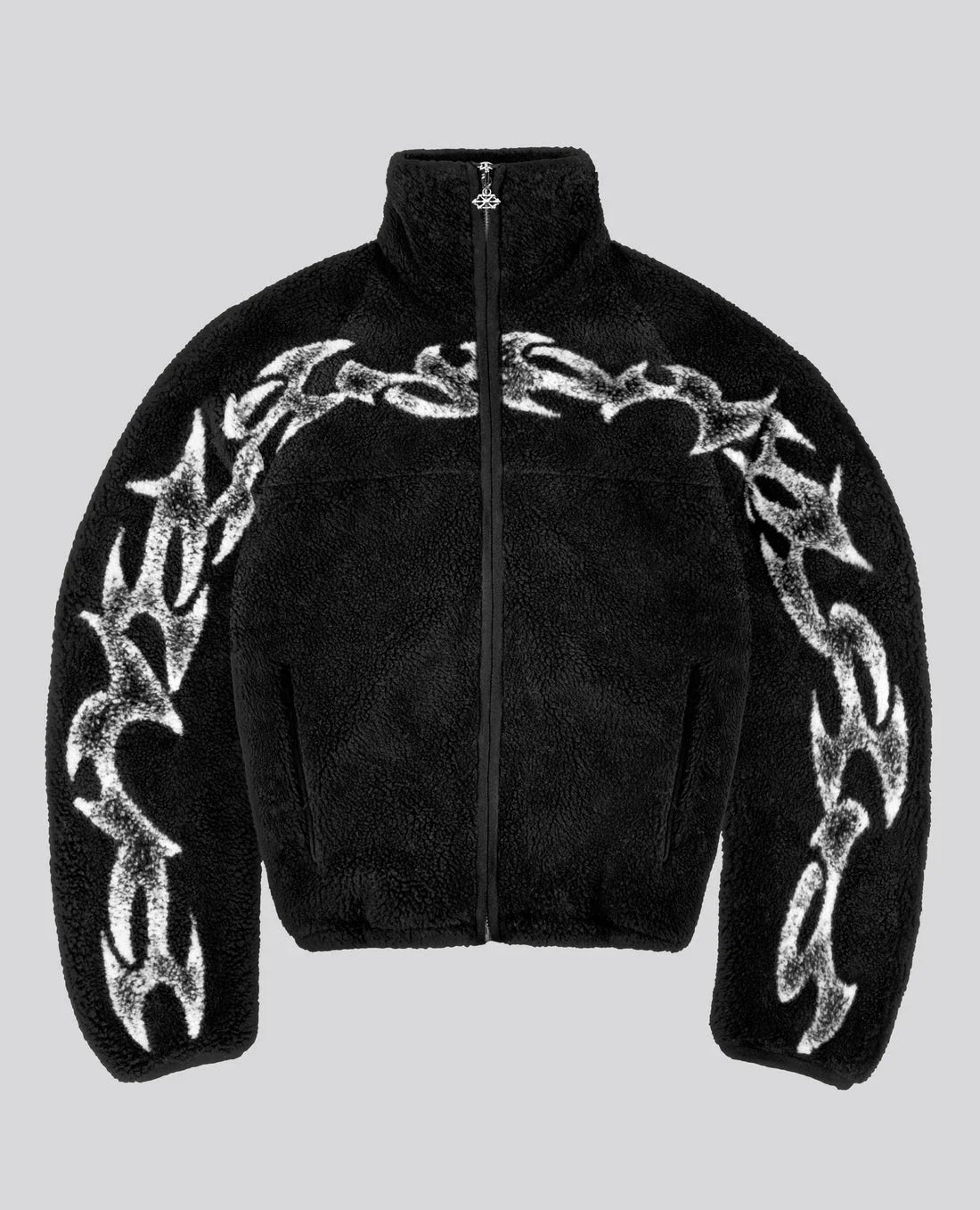 Tribal Flame Fleece Jacket 🔥 Y2K Streetwear Zip-Up for Men & Women | Unisex Winter Edition