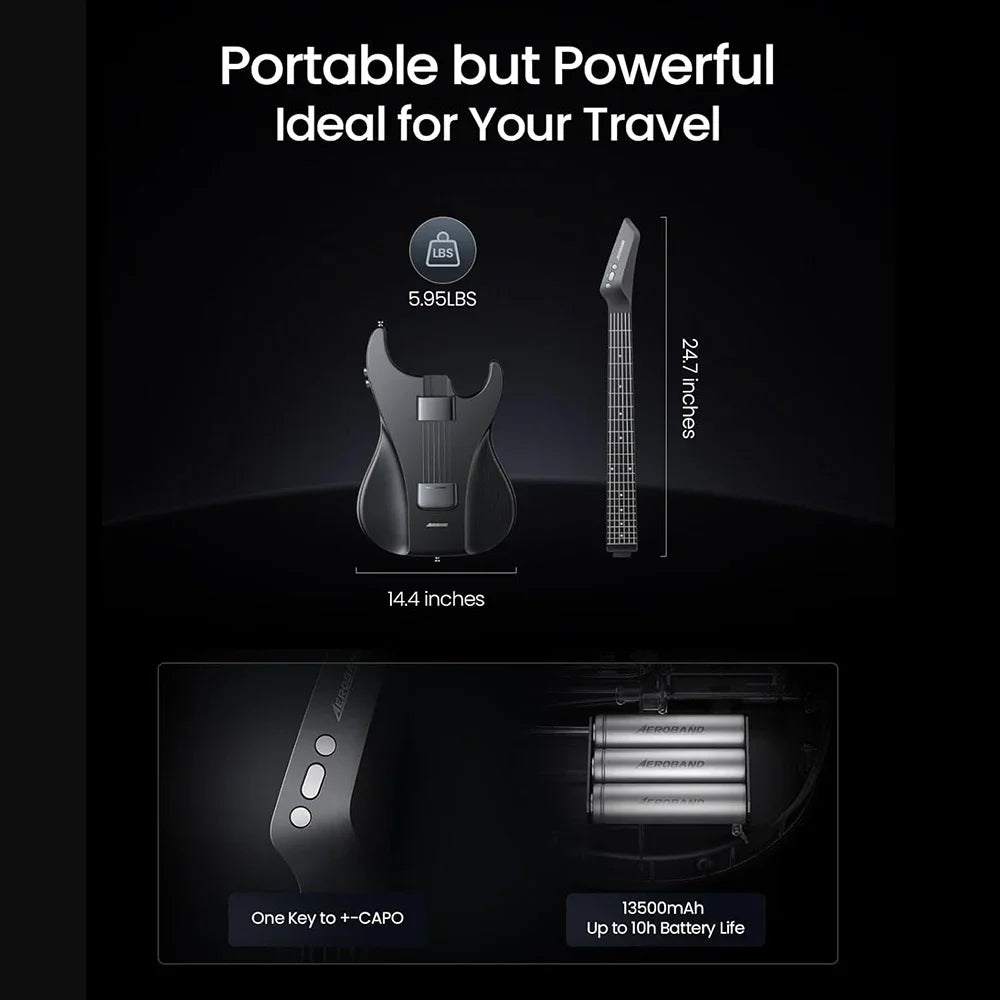 🖤 AeroBand “Silent Storm” Smart Guitar ⚡ Future Sound of Darkness