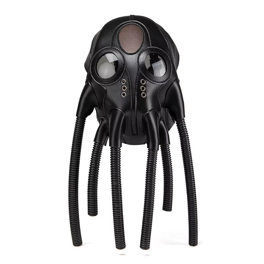 Xenomorph Steampunk Leather Mask – Alien Tentacle Monster Cosplay | Gothic Halloween Masquerade