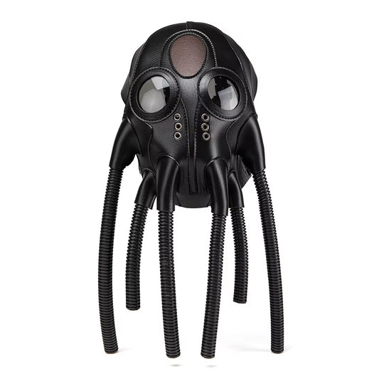 Xenomorph Steampunk Leather Mask – Alien Tentacle Monster Cosplay | Gothic Halloween Masquerade