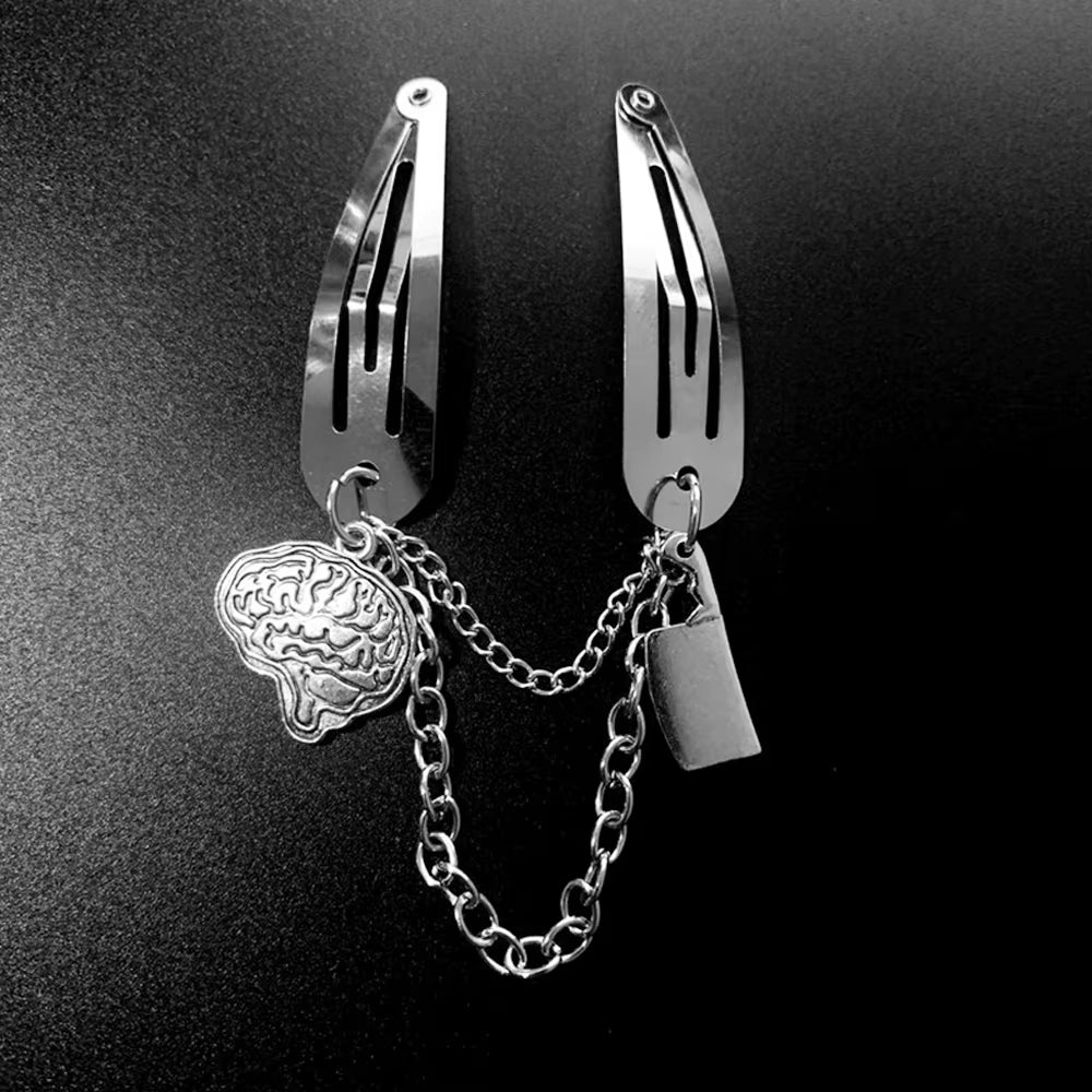 Ins Punk Gothic Y2K Retro Hair Clips for Girls Dark Spider Butterfly Skull Fashion Metal Chain Alt Emo Hairpin Accessories 2021