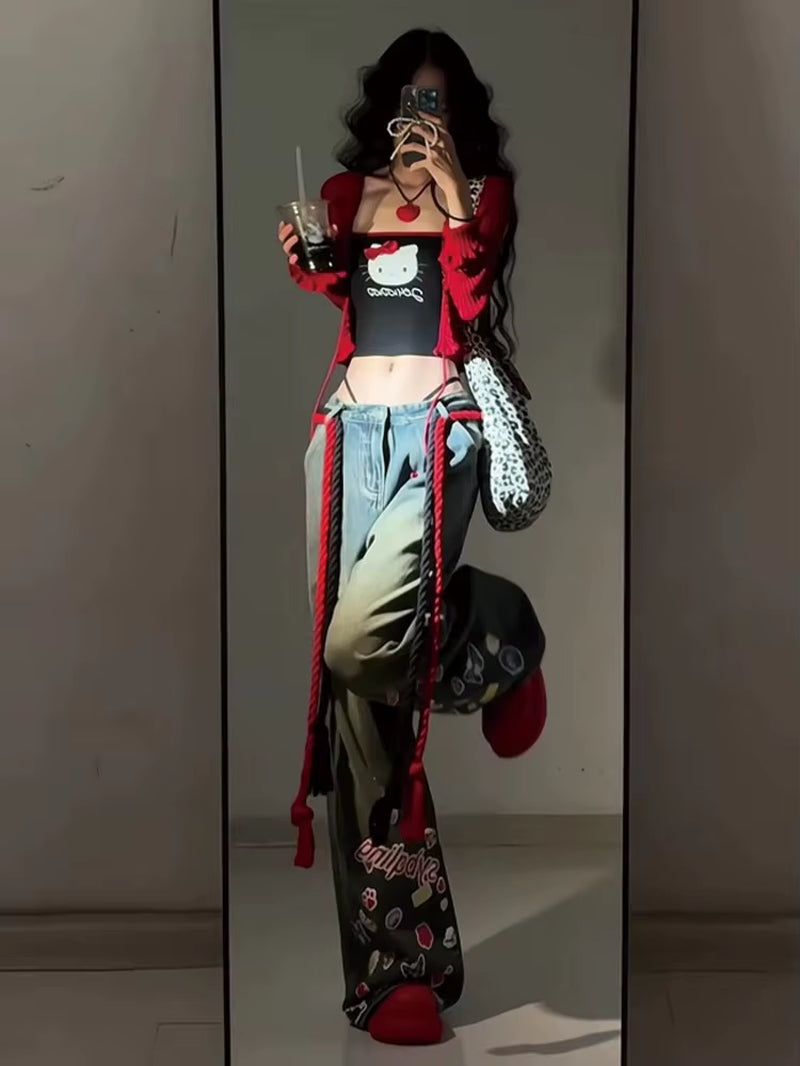 Women’s Y2K Retro High-Waist Straight Jeans