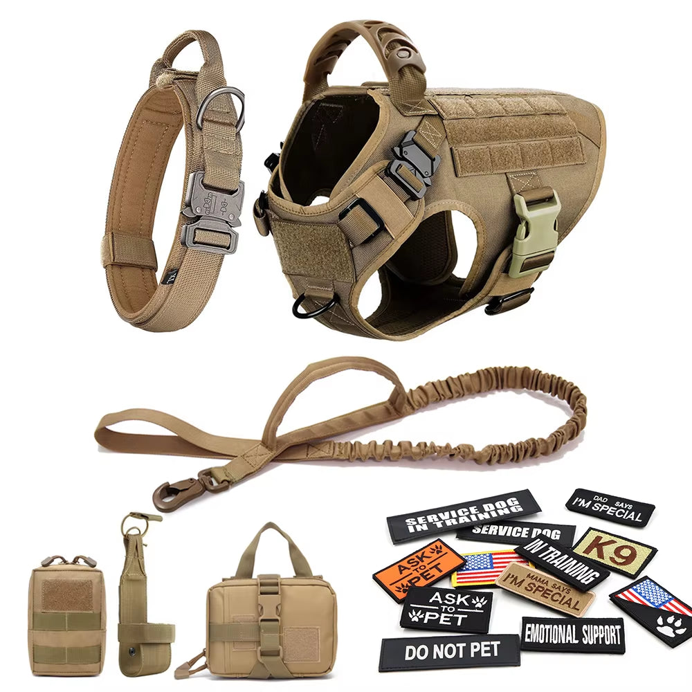 Tactical Dog Harness Kit 🐾 Military Training Vest with Patches & Bags
