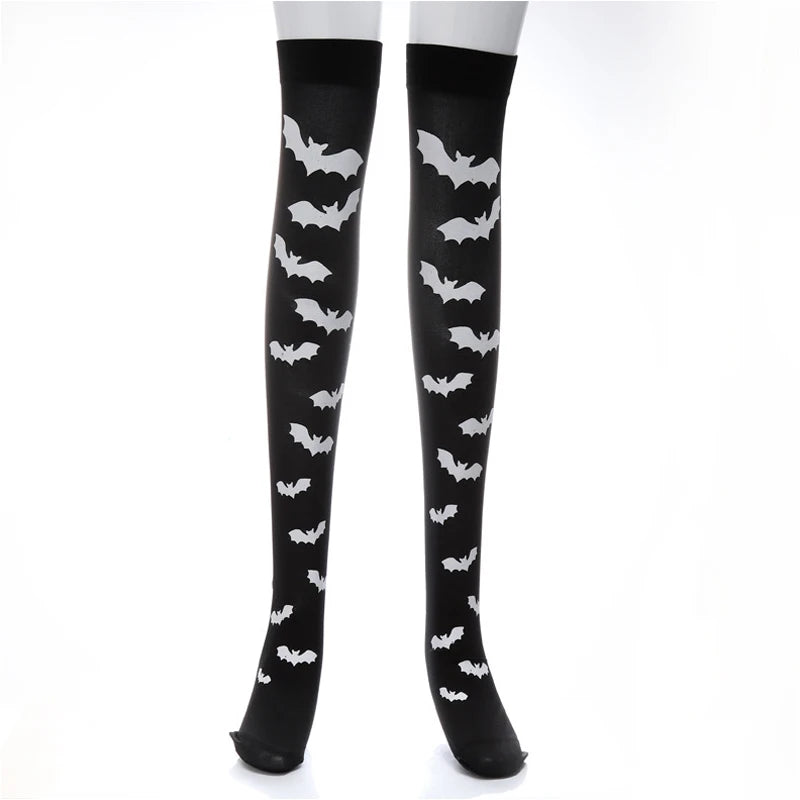 Skull Gothic Dark Long Sexy Stockings Harajuku Emo Alternative Lolita Socks Lingerie Skin Thigh High Garters Hosiery Stockings