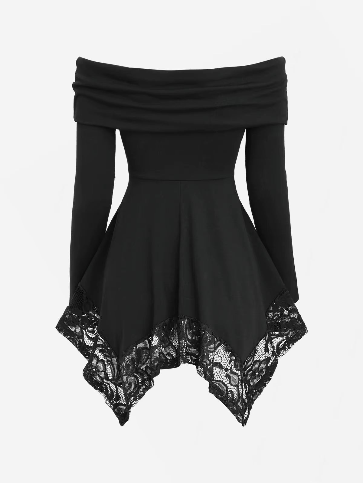 🖤 Dark Elegance Off-Shoulder Corset Top — Gothic Lace & Belted Style ✨