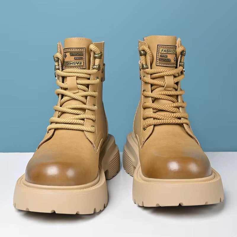 Street-Rider Leather Boots – High-Top Men’s Sneakers with Attitude