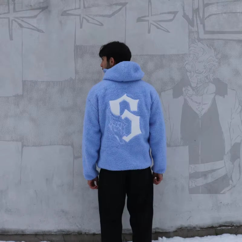 Y2K Emo Harajuku Men Zip Sweater American Style High Street Texture Sweatshirt Oversized Gothic Men Women Solid Color Retro Tops