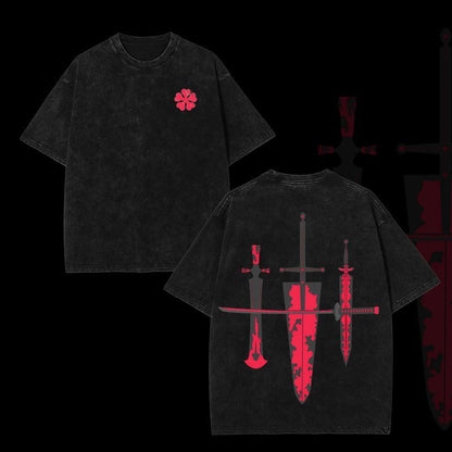 Black Clover 🕷️ – Dark Magic Vintage Oversized Tee 🖤"