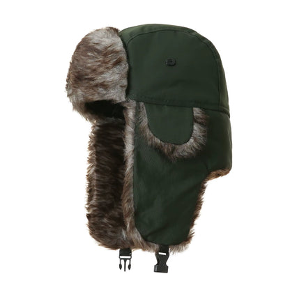 “Dark Fur Ushanka Hat 🖤 Military Pilot Style | Windproof Winter Cap”