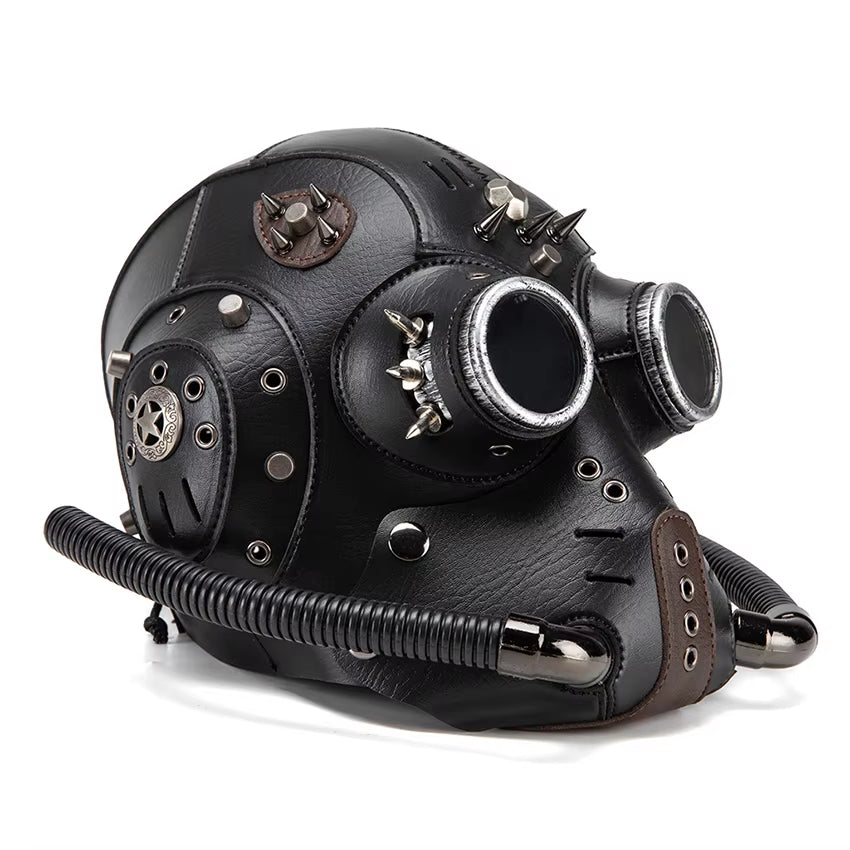 Plague Doctor Steampunk Gas Mask – Gothic PU Leather Cosplay Halloween Costume Mask