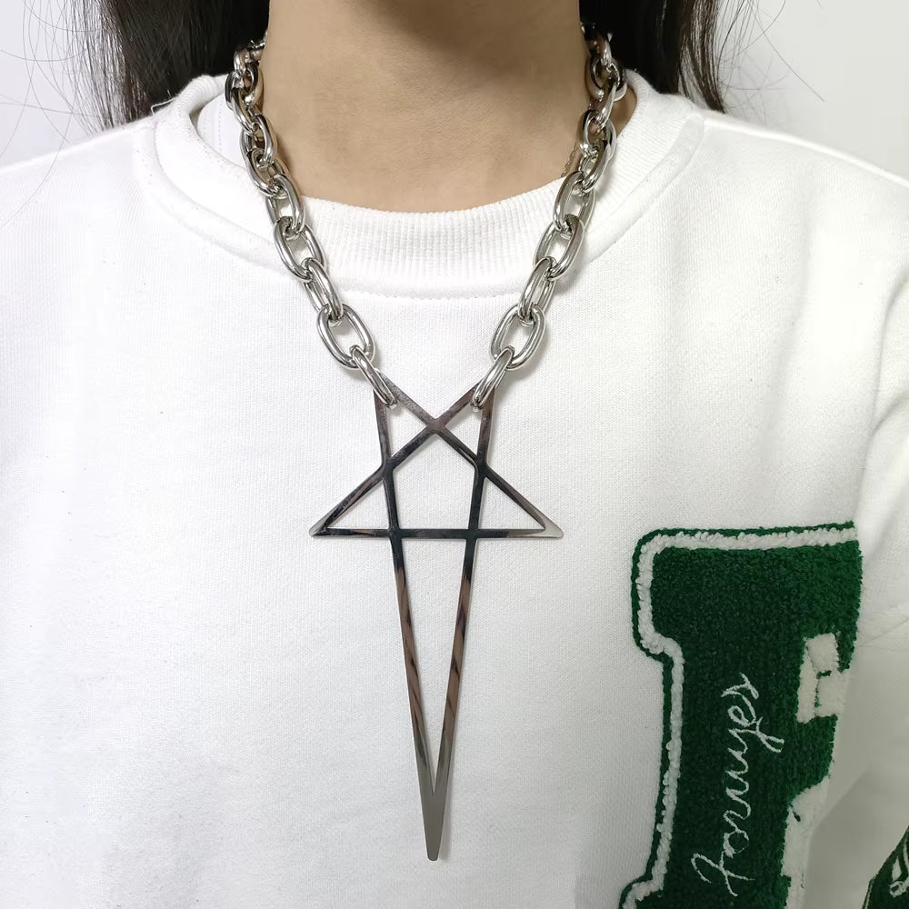 Trendy Punk Hip Hop Star Charms Pendant Necklace - Unisex Y2K Fashion Choker for Gothic Style Lovers