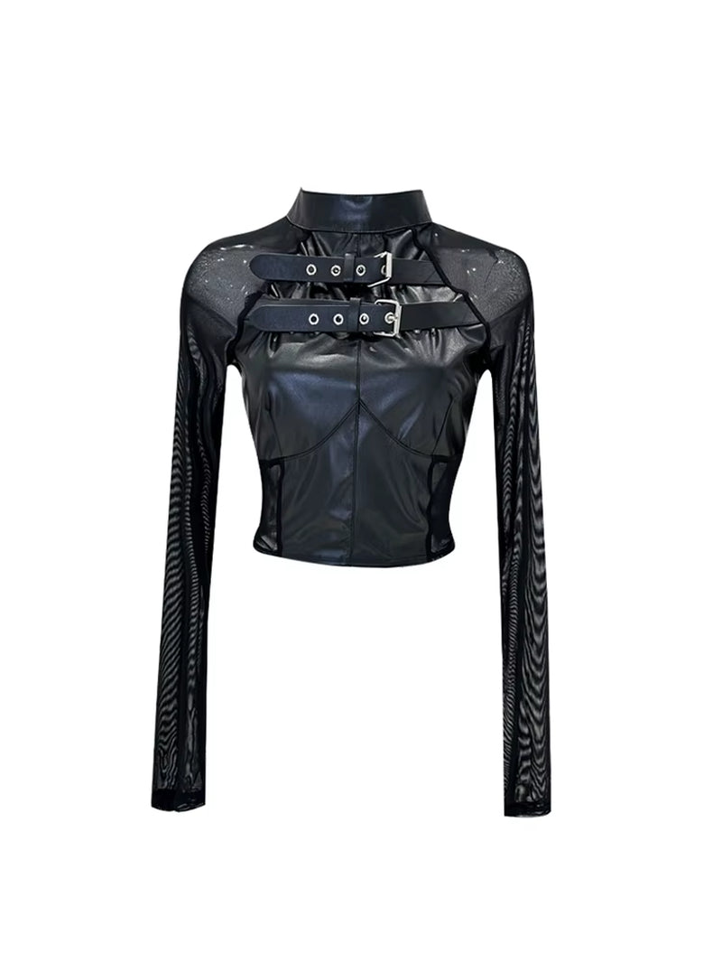 Women’s Patchwork Gothic Long Sleeve Tee – Y2K Grunge Streetwear 🖤