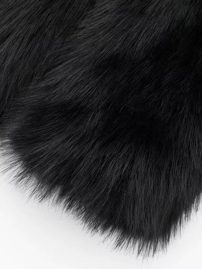 Black Faux Fur Cropped Jacket – Dark Elegance Edition