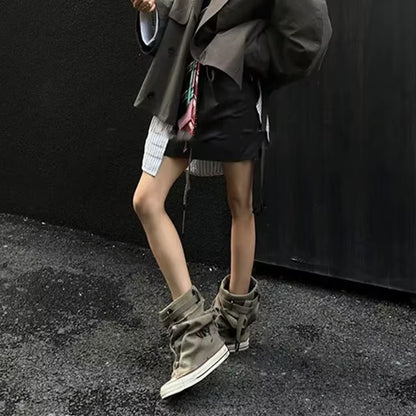 Women’s Y2K Canvas Slouch Boots